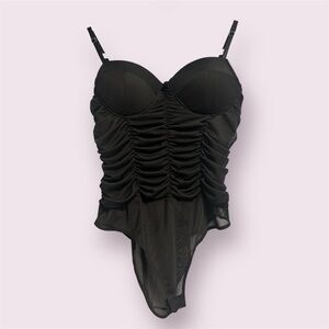 Haute Monde Black Gathered Bodysuit